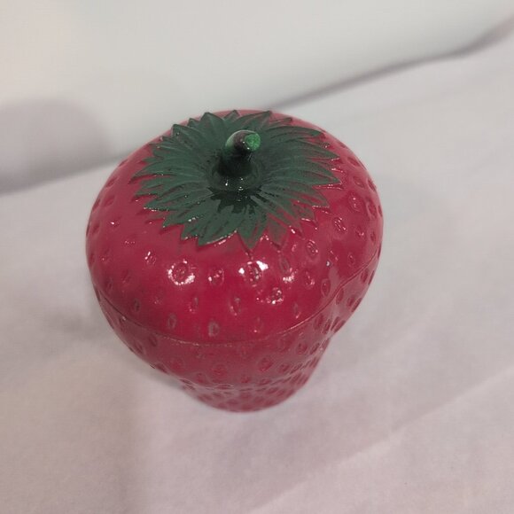 Vintage Hazel Atlas Milk Glass Red/Green Strawberry Jam/Jelly Jar & Lid 4" - Picture 4 of 5